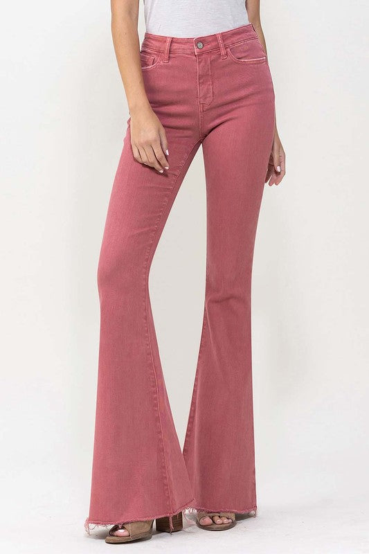 Dark Pink High Rise Super Flare Jeans