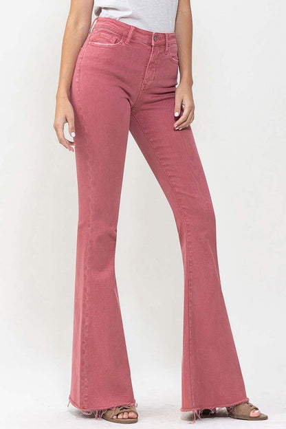 Dark Pink High Rise Super Flare Jeans