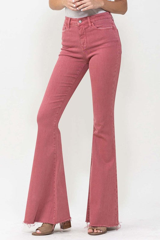 Dark Pink High Rise Super Flare Jeans