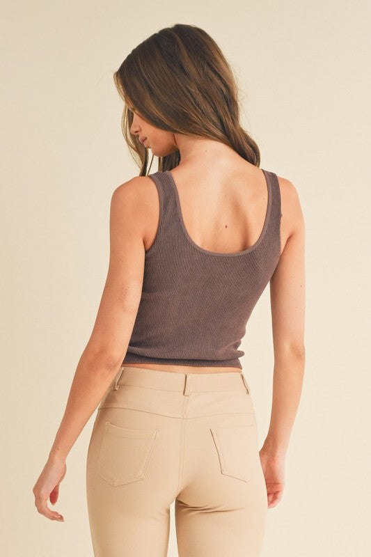 Seamless Reversible Stonewashed Ribbed Tank in 18 colors