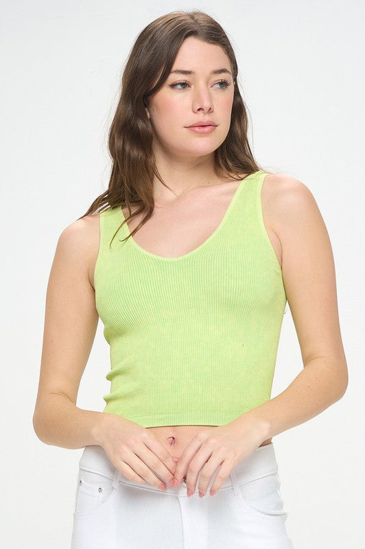 Seamless Reversible Stonewashed Ribbed Tank in 18 colors