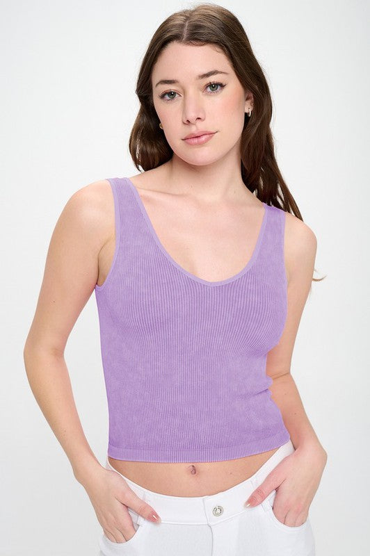 Seamless Reversible Stonewashed Ribbed Tank in 18 colors