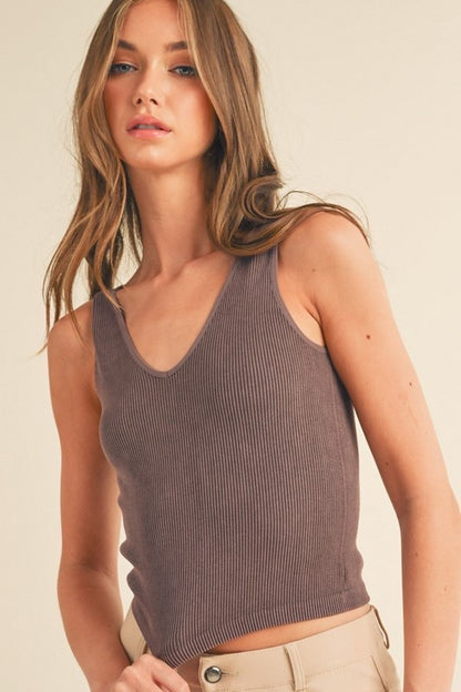 Seamless Reversible Stonewashed Ribbed Tank in 18 colors