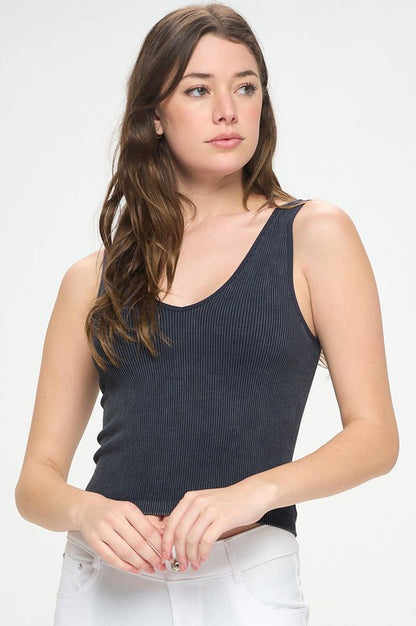 Seamless Reversible Stonewashed Ribbed Tank in 18 colors