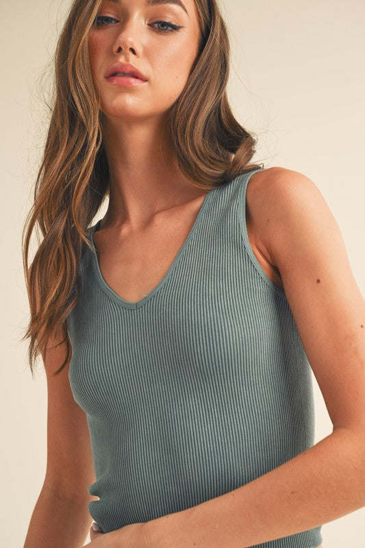 Seamless Reversible Stonewashed Ribbed Tank in 18 colors