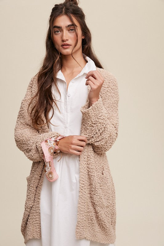 Popcorn Open Knit Cardigan Sweater in 5 Colors