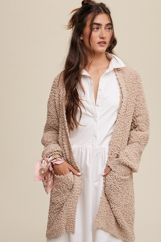 Popcorn Open Knit Cardigan Sweater in 5 Colors