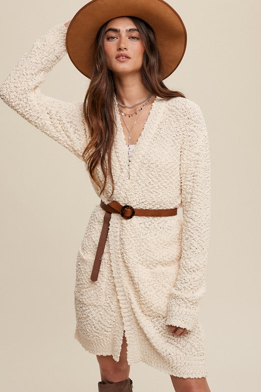 Popcorn Open Knit Cardigan Sweater in 5 Colors