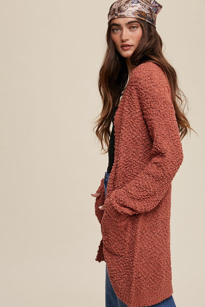 Popcorn Open Knit Cardigan Sweater in 5 Colors