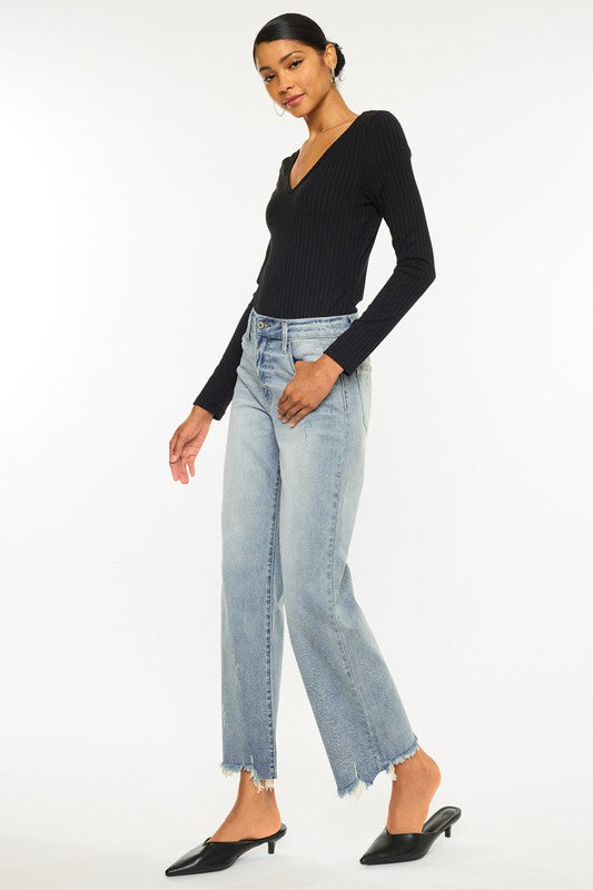 High Rise Slim Wide Leg Jeans