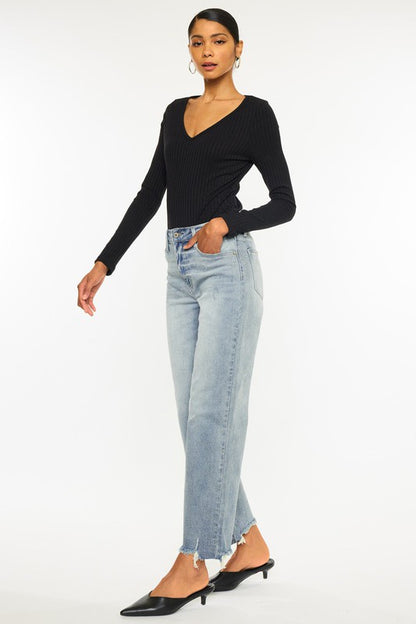 High Rise Slim Wide Leg Jeans