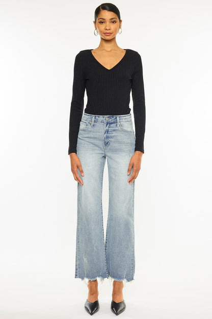 High Rise Slim Wide Leg Jeans