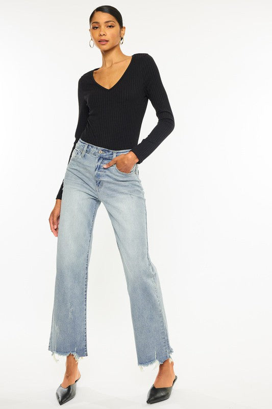 High Rise Slim Wide Leg Jeans