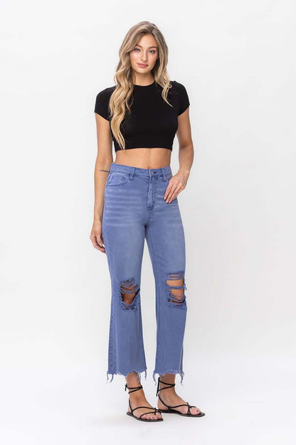 Blue 90"s Vintage Crop Flare Jeans  from Vervet