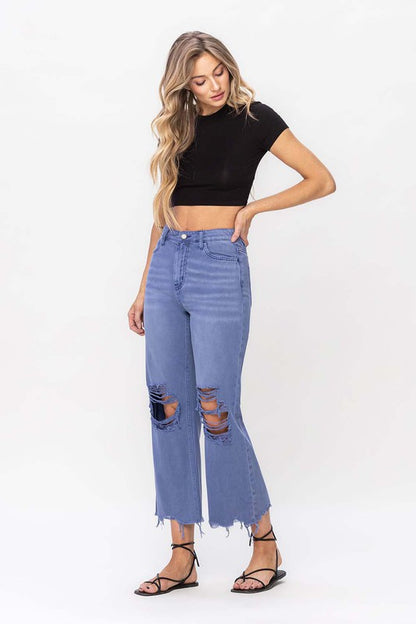 Blue 90"s Vintage Crop Flare Jeans  from Vervet