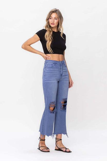 Blue 90"s Vintage Crop Flare Jeans  from Vervet