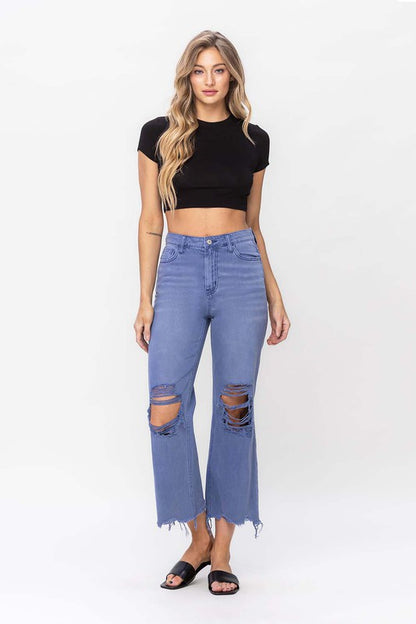 Blue 90"s Vintage Crop Flare Jeans  from Vervet