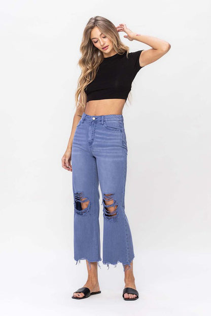 Blue 90"s Vintage Crop Flare Jeans  from Vervet