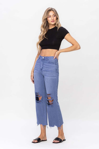 Blue 90"s Vintage Crop Flare Jeans  from Vervet