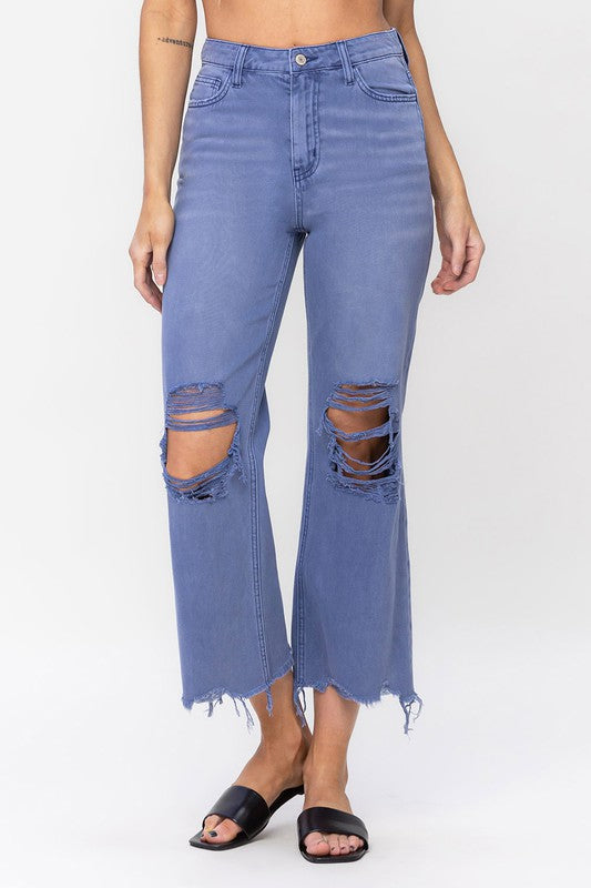 Blue 90"s Vintage Crop Flare Jeans  from Vervet