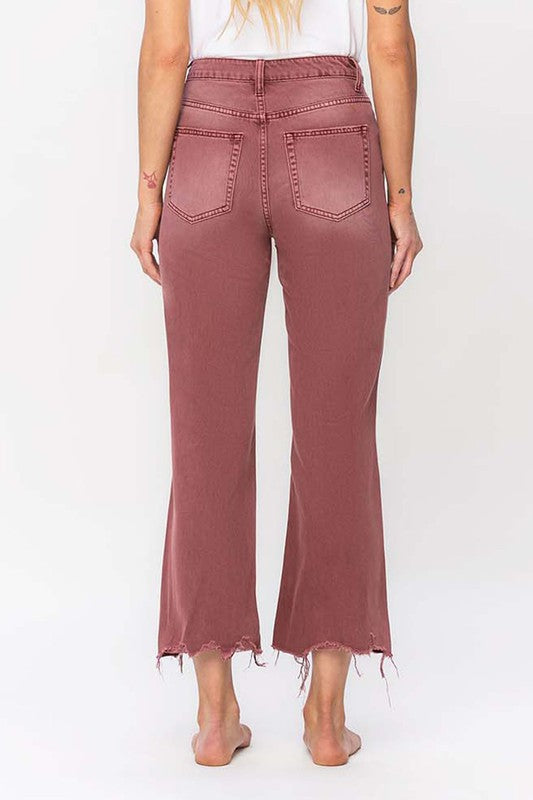 Russet Brown 90's Vintage High Rise Crop Flare Jeans from Vervet