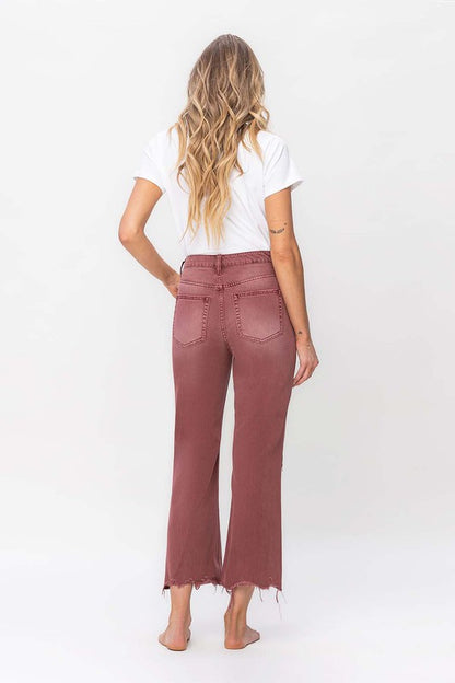 Russet Brown 90's Vintage High Rise Crop Flare Jeans from Vervet