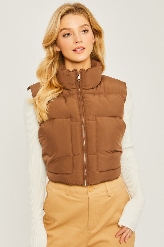 Puffer Vest With Pockets in 5 Fall Colors