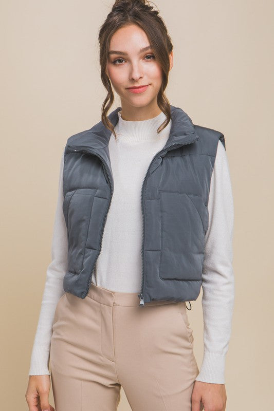 Puffer Vest With Pockets in 5 Fall Colors