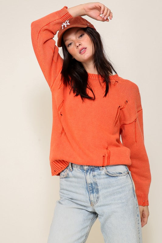 Mineral Wash Distressed Sweater in 3 Colors