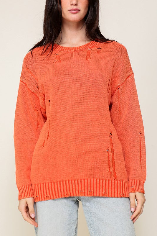 Mineral Wash Distressed Sweater in 3 Colors