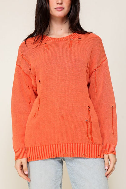 Mineral Wash Distressed Sweater in 3 Colors