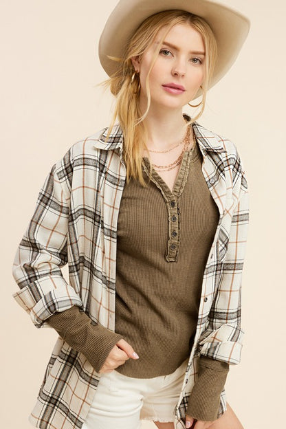 Jaynie Cozy Waffle Henley Top