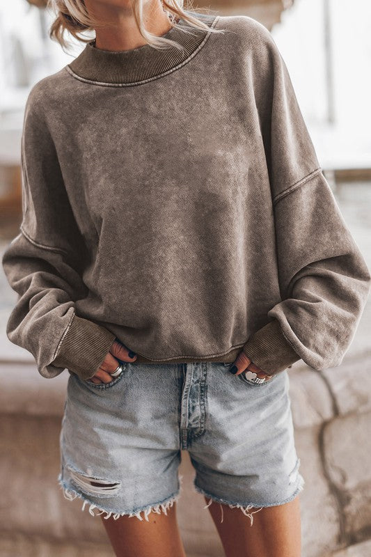 Mineral Washed Acid dye Sweatshirt Pullover in 3 Colors