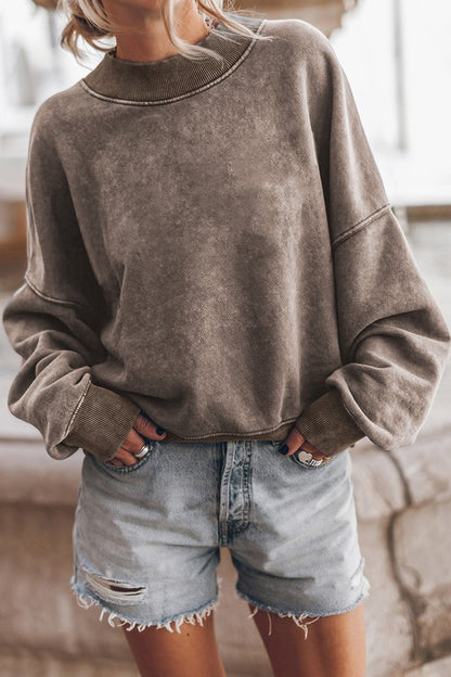 Mineral Washed Acid dye Sweatshirt Pullover in 3 Colors