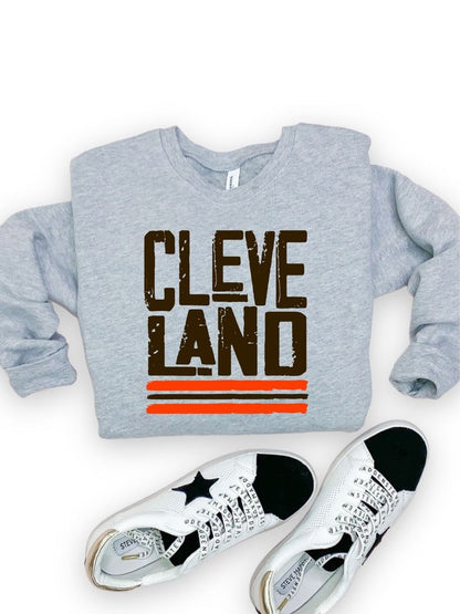 Brown/Orange Cleveland Game Day Crew Sweatshirt