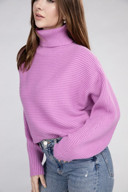 Viscose Dolman Sleeve Turtleneck Sweater in 5 Colors