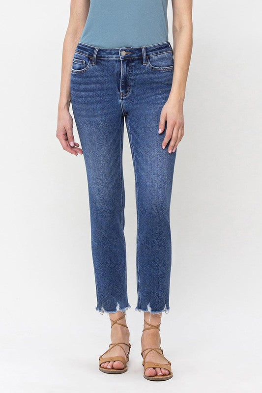 High Rise Crop Slim Straight Jeans from Vervet