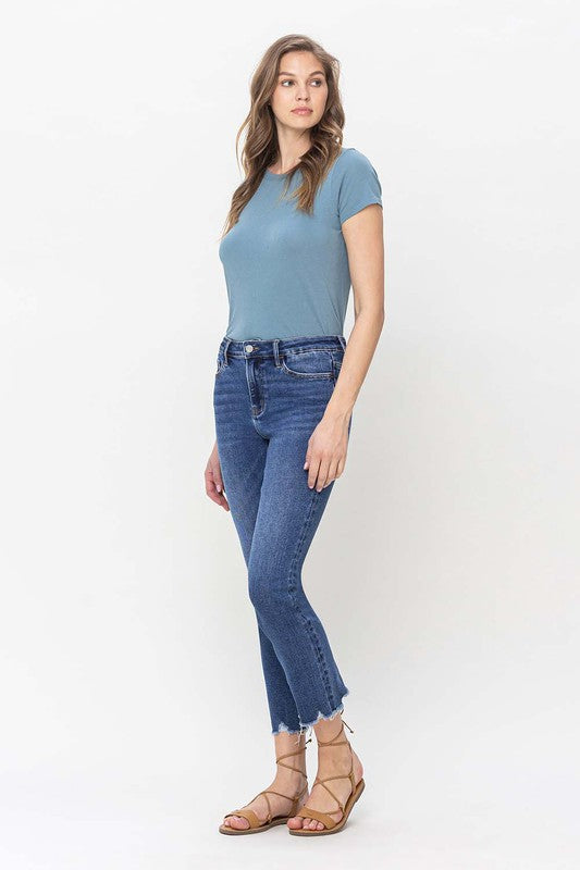 High Rise Crop Slim Straight Jeans from Vervet