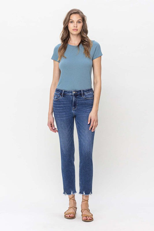 High Rise Crop Slim Straight Jeans from Vervet