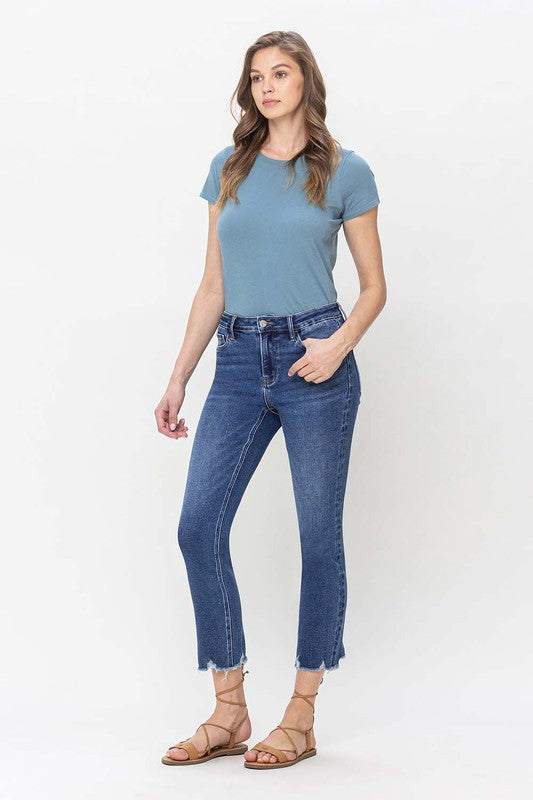 High Rise Crop Slim Straight Jeans from Vervet