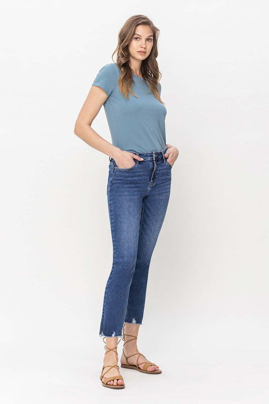 High Rise Crop Slim Straight Jeans from Vervet