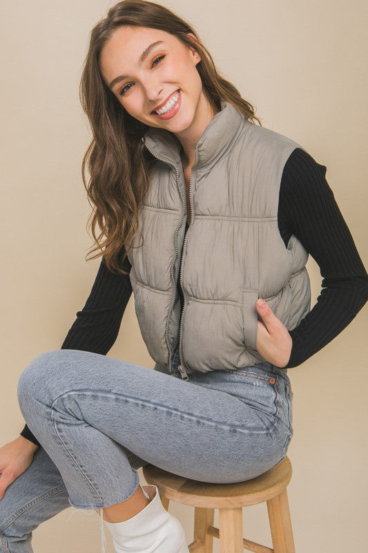 High Neck Puffer Vest in 3 Colors