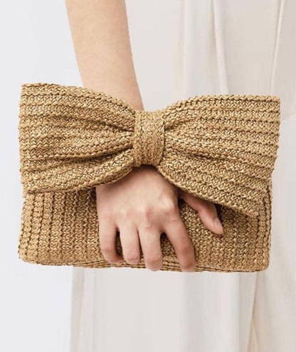 Straw Look Bow clutch purse