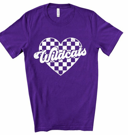 Wildcats Checked Heart Gameday Graphic Tee