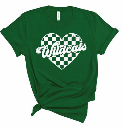 Wildcats Checked Heart Gameday Graphic Tee