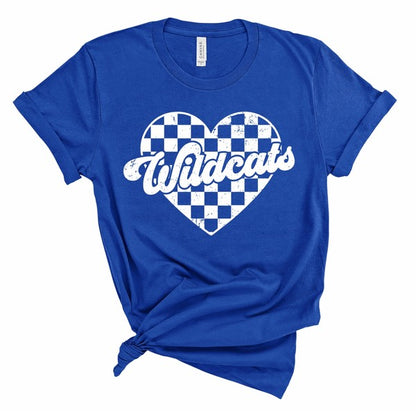 Wildcats Checked Heart Gameday Graphic Tee