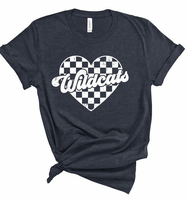 Wildcats Checked Heart Gameday Graphic Tee