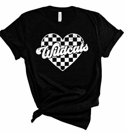 Wildcats Checked Heart Gameday Graphic Tee