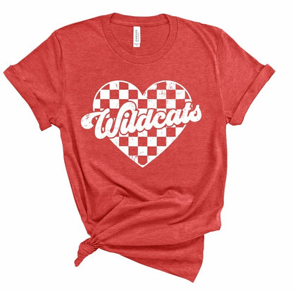 Wildcats Checked Heart Gameday Graphic Tee