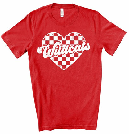 Wildcats Checked Heart Gameday Graphic Tee